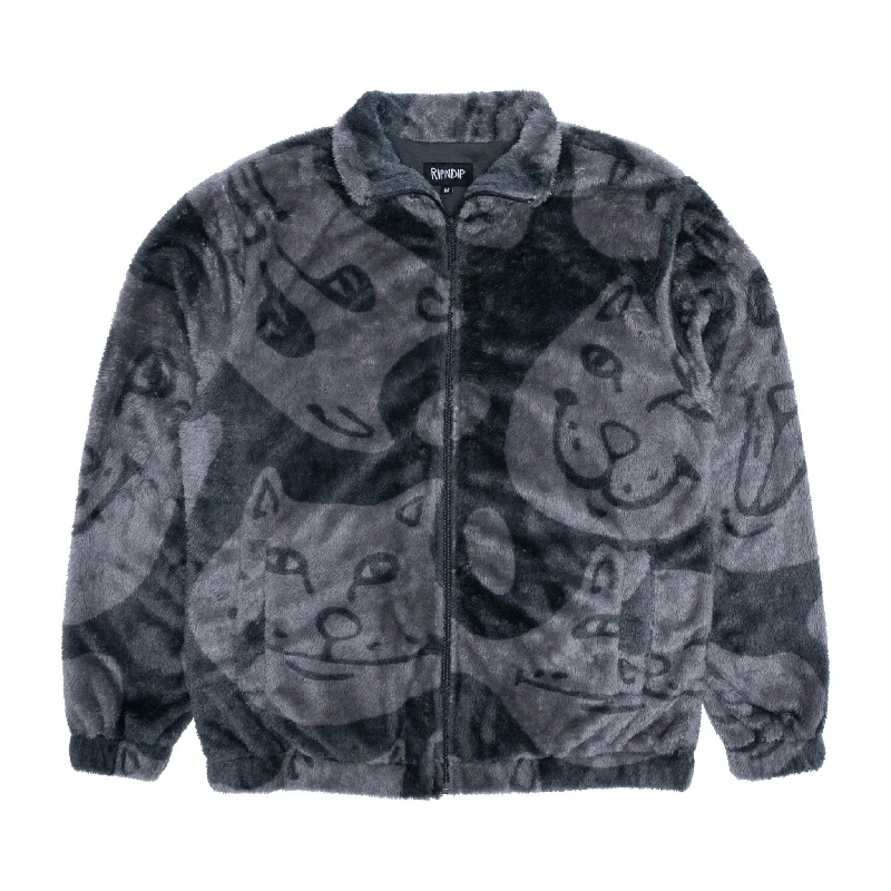men's slim-fit leather jacketMany Faces Sherpa Jacket (Charcoal)