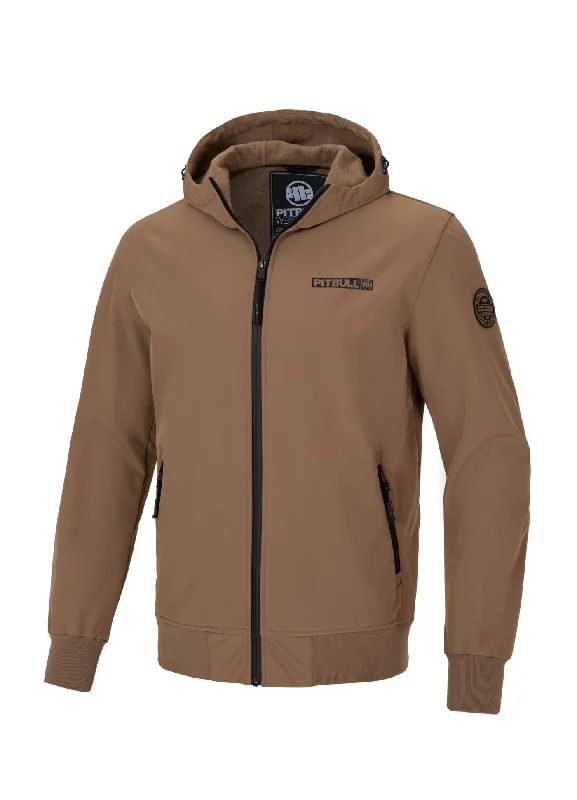 men's trench coat with adjustable cuffsMen's hooded Softshell jacket Midway II - Coyote brown