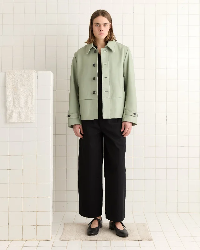 men's waterproof parka coatCropped Continental Coat - Sea Foam