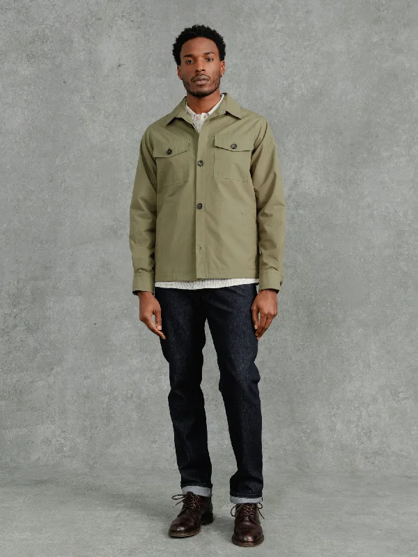 men's leather jacket with zip-out liningThe Ventile® Piccadilly Shacket - Sage