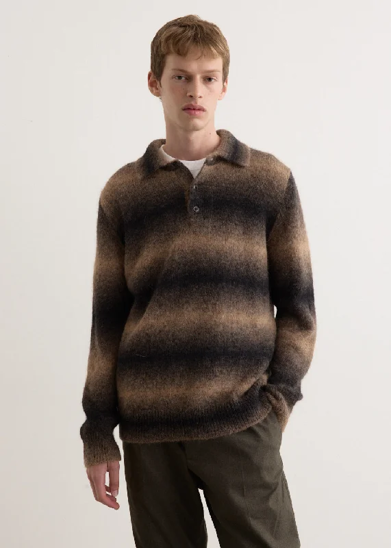 men's peacoat with leather trimAlfie Long Sleeve Polo Cardigan